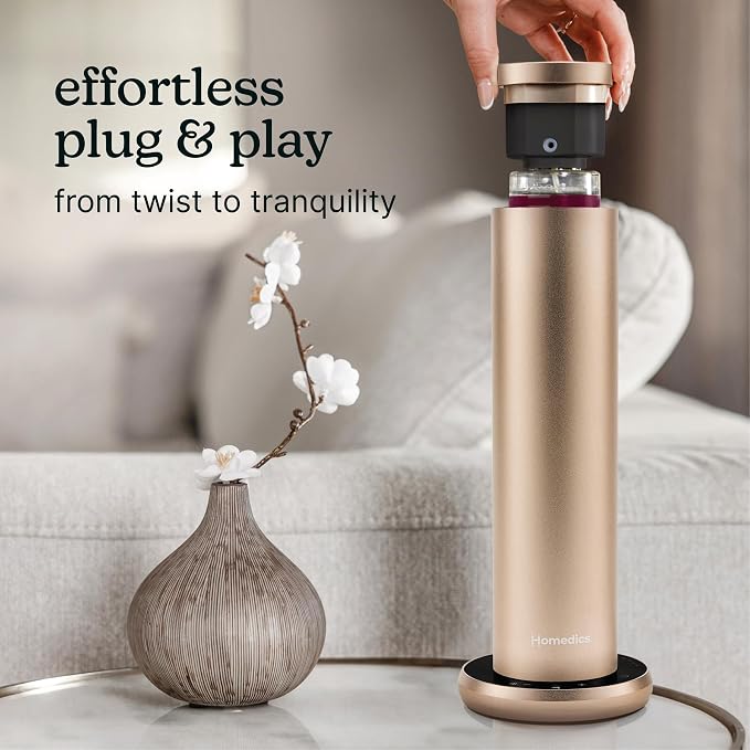 Homedics SereneScent Waterless Home Fragrance Diffuser & Oils Set, Includes 2 120ml SereneScent Oil Bottles, Maldives Escape and Aspen Fir, Patented Air Diffusion Technology, Large Rooms