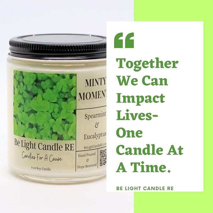 Be Light Eucalyptus Mint Candle | 8oz Long Lasting Scented Candle for Home Aromatherapy