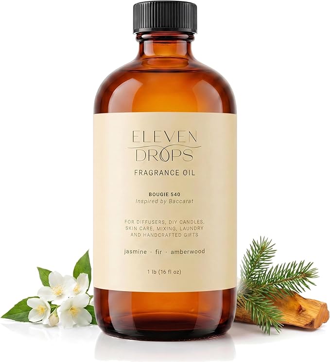 Bougie 540 Fragrance Oil | Jasmine, Fir & Amberwood Notes | Long Lasting Scent Reed Diffuser Oil for Home, Office, Hotel, Spa, Car & Linen Spray | Pet Friendly IFRA Compliant, 16 oz