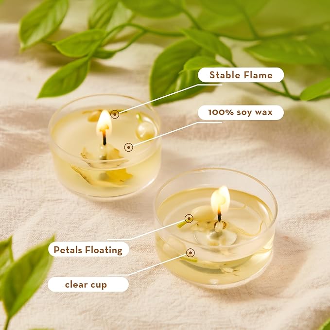 Ashlux Acrylic Jasmine Soy Wax Scented Tea Lights, 16-Pack Bulk – 4-Hour Long Burning, Non-Paraffin, Smokeless,Tealight Candles for Weddings, Table Centerpieces, Home Decor & Christmas