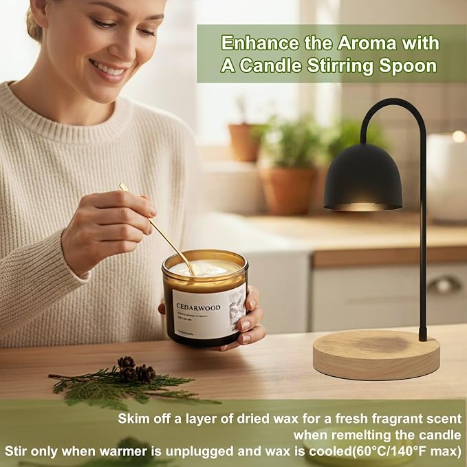 VOHO Cedar Wickless Candles Ideal for Candle Lamp Warmer, 9oz Soy Candle with Stirring Spoon & Lid, Cedarwood Wickless Candles for Candle Warmer Lamp, Winter Holiday Gifts for Men & Home Scented