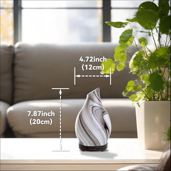 Essential Oil Diffuser Aromatherapy Diffuser 120ml Cool Mist Aroma Diffuser with 7 Colors Changing Light, Timer and Auto-Off Function (Grey Swirl)