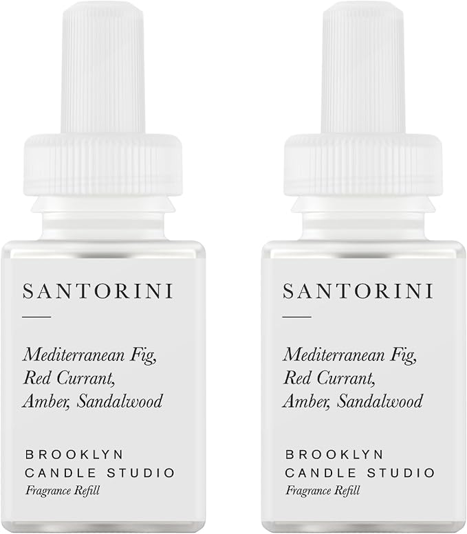 Pura & Brooklyn Candle Studio Home Scent Refill - Smart Air Diffuser - Up to 120-Hours of Luxury Fragrance per Refill - Home Essential - Clean & Safe Diffuser Fragrance - 2 Pack, Santorini