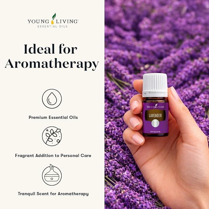 Young Living Lavender Essential Oil | 15 ml | Soothing & Relaxing Aroma for Massage, Aromatherapy, & Skin Care | Calms the Mind & Enhances Relaxation | Authentic Fragrance for Perfume