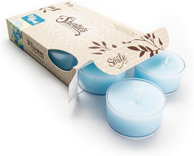 Blue Moon Premium Tealight Candles - Highly Scented with Essential Oils - 6 Blue Tea Lights - Beautiful Candlelight - Made in the USA - Fresh & Clean Collection