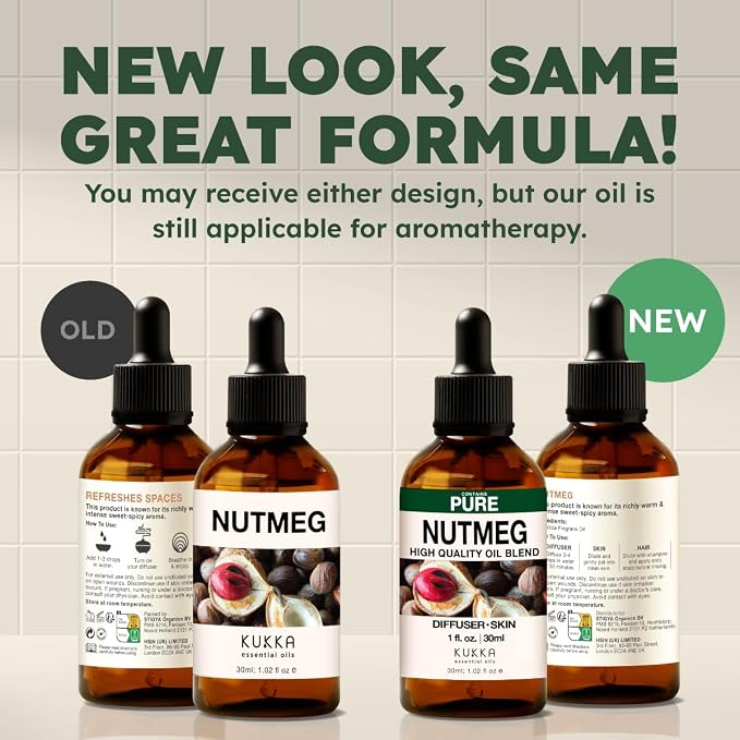 100% Pure Nutmeg Oil - 1 Fl Oz Nutmeg Essential Oil for Hair, Skin, Diffuser, Aromatherapy & DIY Soap Making Scent