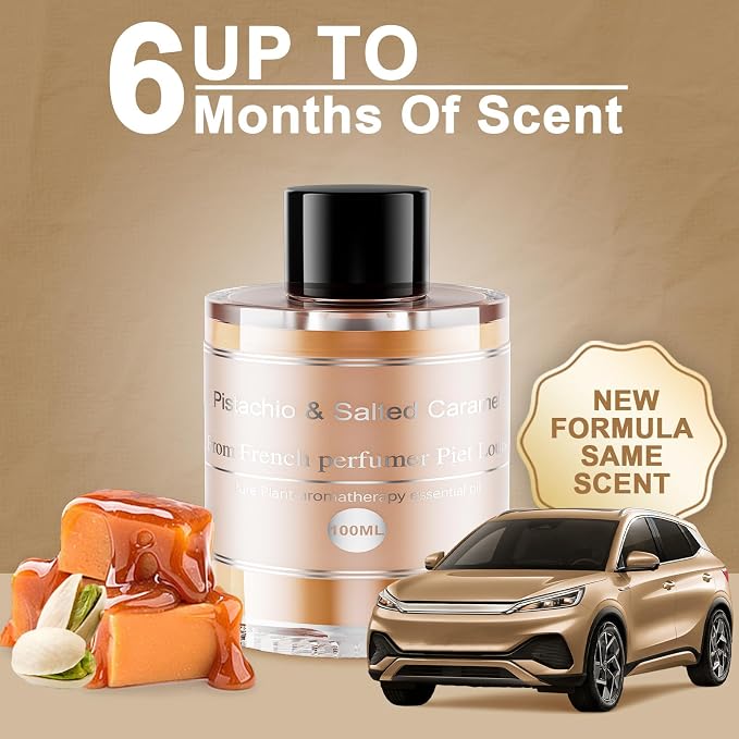 Amor Lyris 3.5OZ/100ml Large Car Air Freshener Refill, CO01/Dedicated Perfume Long Lasting Air Fragrance Essential Oil Diffuser 6 Months, Car Diffuser Refill Made of Natural Plant Extracts, Pistachio