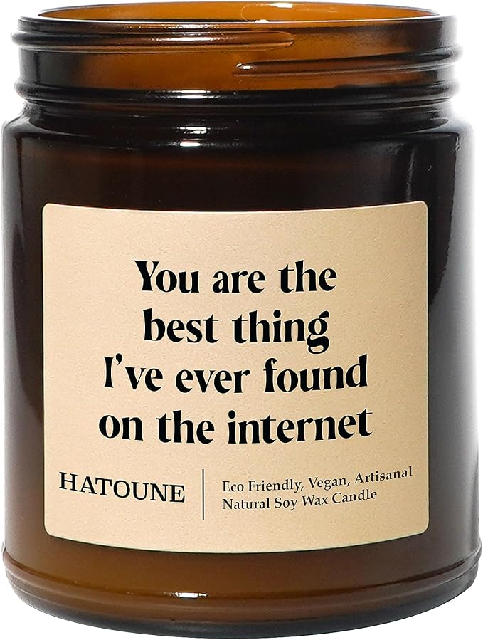 Lavender & Sage Scented Soy Candle, You are The Best Thing I've Ever Found On The Internet, Made in USA, Hand Crafted, 40-50 Hour Burn Time, 7.2 oz Amber Jar