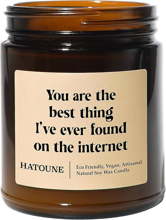 Lavender & Sage Scented Soy Candle, You are The Best Thing I've Ever Found On The Internet, Made in USA, Hand Crafted, 40-50 Hour Burn Time, 7.2 oz Amber Jar