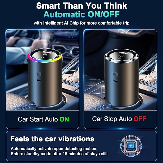Smart Car Air Fresheners, Car Diffuser Air Freshener Long Lasting with 100 ML (3.5oz) Essential Oil, Aromatizante Para Carro with Five Modes, RGB Music Syncing Light, Auto On/Off, Mahogany Teakwood