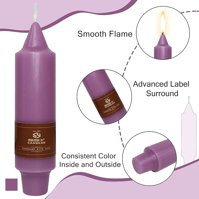 4 PCS Purple Candlesticks 5 inch Small Taper Candles Stick Unscented for Wedding Party Home Décor Candles Advent Candles