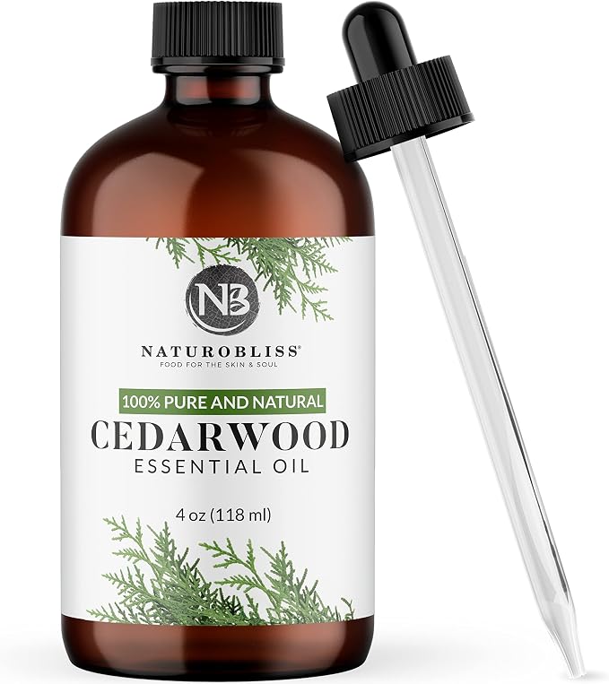 NaturoBliss Cedarwood Essential Oil – Huge 4 Fl Oz – 100% Pure and Natural – Premium Grade Essential Oil for Diffuser and Aromatherapy, Skin, Massage, Candle and Soap Making Fragrance