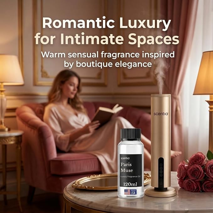 Scentia Paris Muse Diffuser Oil Refill – Hotel Fragrance Oil Inspired by Hotel Costes Paris – 120 mL – Rose, Sandalwood & Clove Long-Lasting Scent for Ultrasonic & Waterless Diffusers, Made in USA