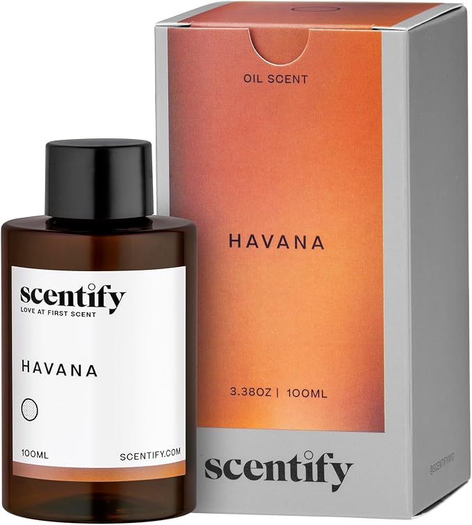 Scentify Havana Aroma Oil Refill Scent for Oil Diffusers - Oak Moss, Rum, Paprika, Mahogany Scents - Luxurious Relaxing Aromatherapy Diffuser Fragrance 100ml, 3.38 oz