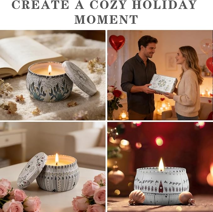 Candle Set for Women Gift, Scented Candles, 6 Pack Large Natural Soy Wax Candles in Tins, Stress Relief Gifts for Women, Aromatherapy Candle, 5.7oz Each, 30-35 Hr Burn, Ideal Gifts for Mom Birthday