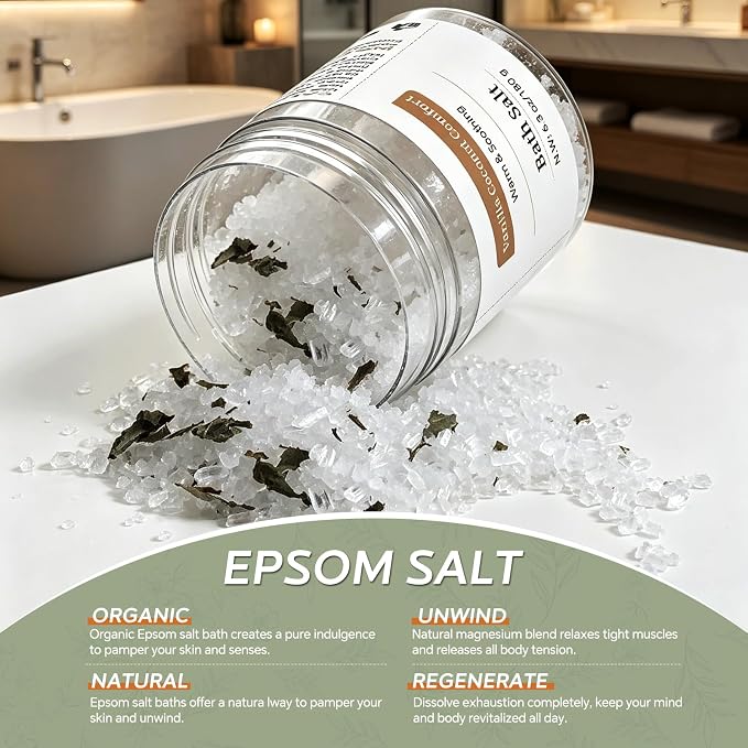 Epsom Bath Salt Gift Set for Women, 6 PCS (3 Scents 2 Each): Lavender, Eucalyptus & Vanilla Coconut, Relaxing Self Care Spa Gifts for Mom, Her, Birthday, Stress Relief & Get Well Soon