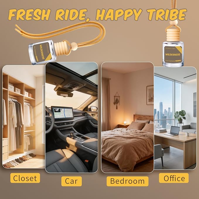 RAINBOW ABBY Car Air Freshener Hanging, Wilderness Fragrance Oil
