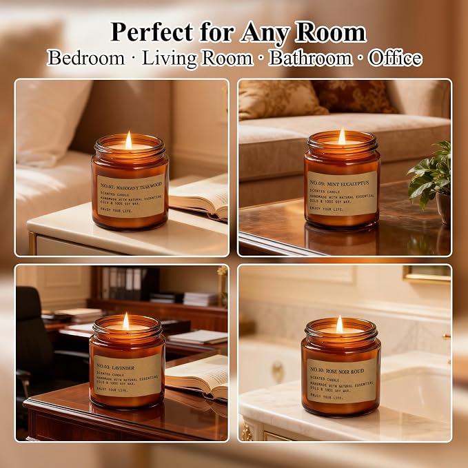 Scented Candles Gift Set,12 Pack Aromatherapy Candles for Home Scented, Aromatherapy Jar Candle Gifts for Women, Natural Soy Wax Amber Candle Set, Scented Candles Set for Birthday Present