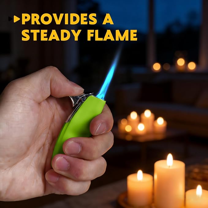 2 Pack Torch Lighter Butane Lighter,Refillable Mini Lighter for Candles Fireworks,Gifts for Friends Or Family Members(NO PREFILLED)(Green)
