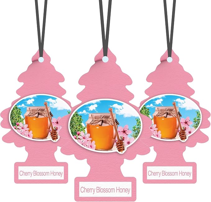 LITTLE TREES Car Air Freshener | Hanging Paper Tree for Home or Car | Cherry Blossom Honey | 6 Pack