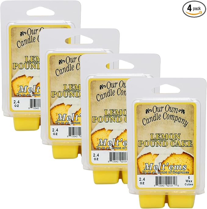 Our Own Candle Company Premium Wax Melt, Lemon Poundcake, 6 Cubes, 2.4 oz (4 Pack)