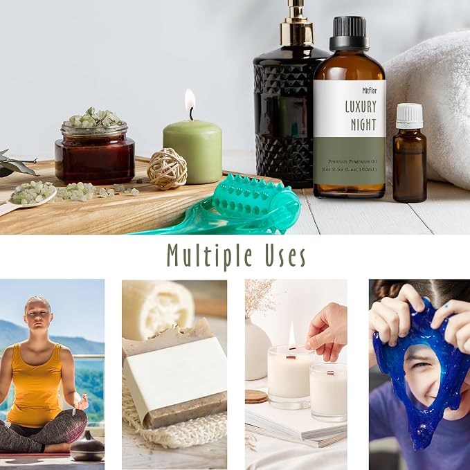 Luxury Night Fragrance Oil, MitFlor Hotel Diffuser Scent Essential Oils, 3.38 OZ/100ML, Inspired by Marriott Hotel, Large Size Premium Fragrance Oil for Soap & Candle Making