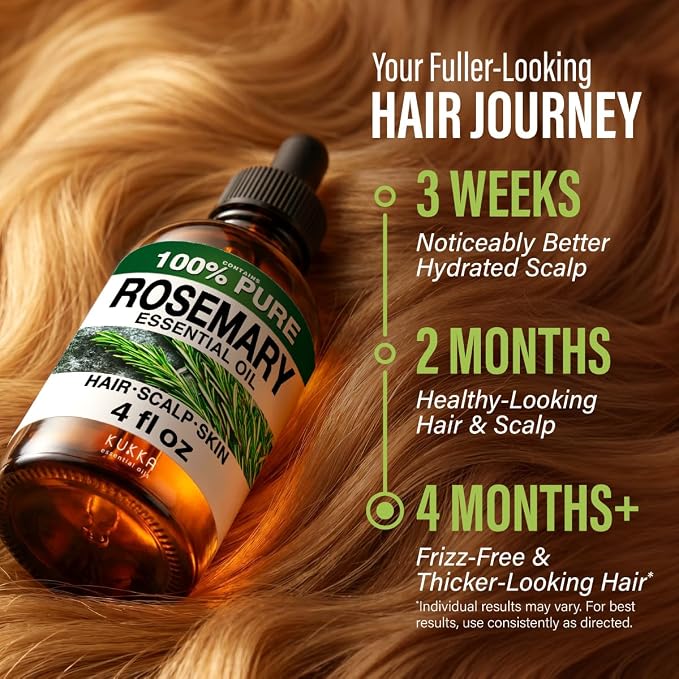 100% Pure Rosemary Oil - 4 Fl Oz Rosemary Essential Oil for Hair, Skin, Diffuser, Aromatherapy & DIY Soap Making Scent