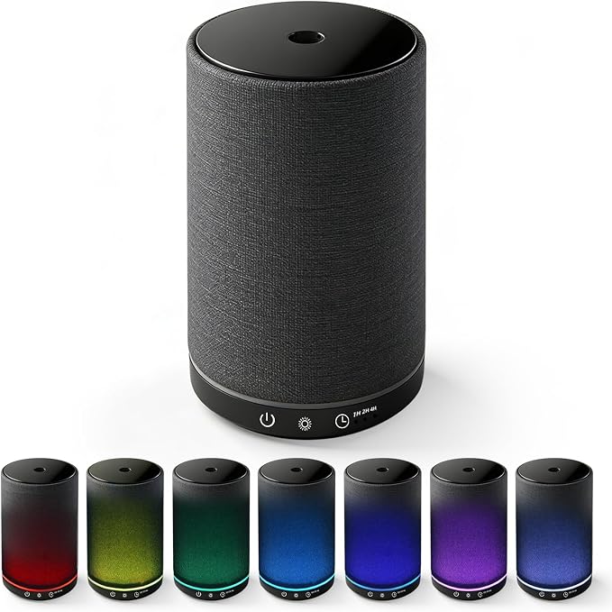 Essential Oil Diffuser with Fabric Cover 150ml Portable USB Plug-in Aroma Diffuser Aromatherapy Oil Diffuser with 7 Colors LED Scent Diffuser with Timer Mini Humidifier for Bedroom Home Office