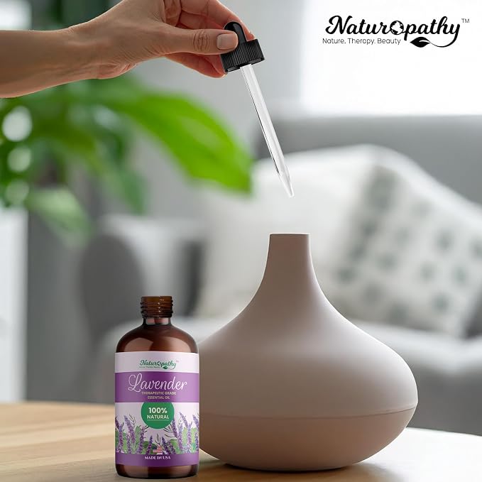 Naturopathy Lavender Essential Oil, 100% Natural Therapeutic Grade, Premium Quality Lavender Oil, 4 fl. Oz - Perfect for Aromatherapy and Relaxation
