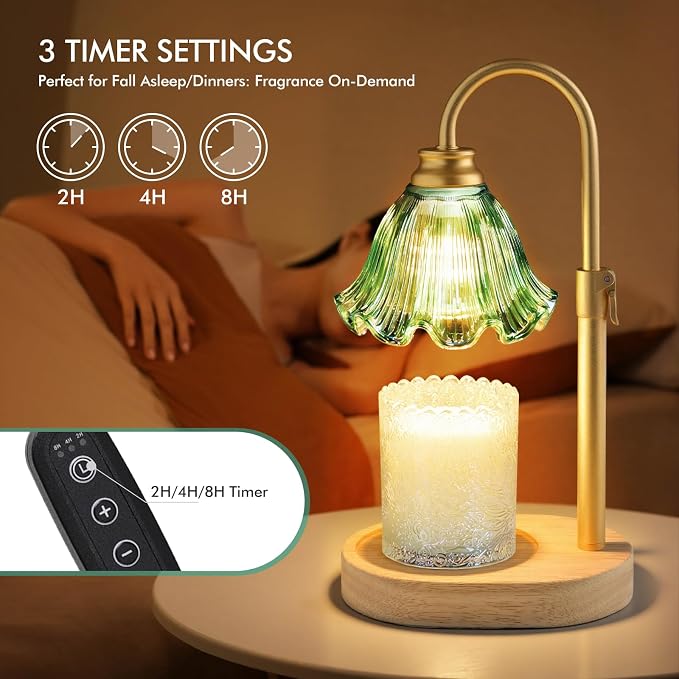 Candle Warmer Lamp with Timer & Dimmer, Adjustable Height Electric Wax Melt Warmer for Scented Jar Candles, Home Fragrance Decor, Birthday Gifts Women Mom