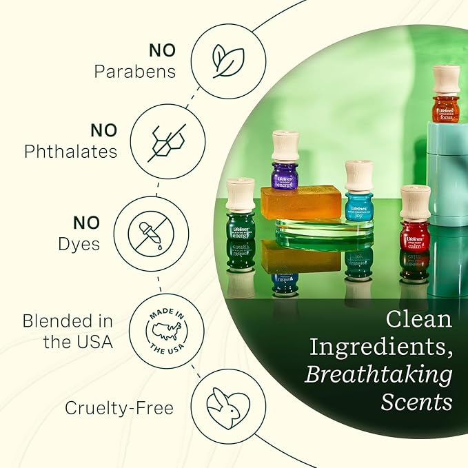 Lifelines Essential Oil Blends, 4-Pack - Blended Essential Oils with Precision Pump for Aromatherapy Diffusers - Long-Lasting Scented Fragrance - Spice Rush (Joy, Calm, Focus & Energy)