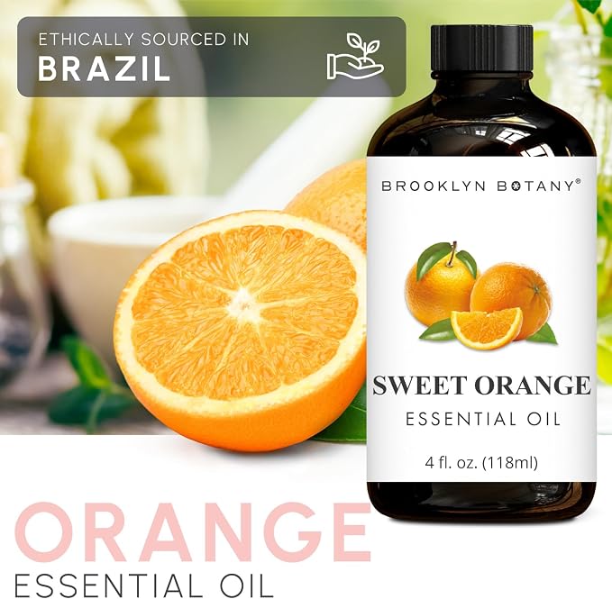 Brooklyn Botany Sweet Orange & Tea Tree Essential Oils – 4 Fl Oz (Pack of 2) – 100% Pure & Natural – Fresh & Cleansing Aromatherapy Blend