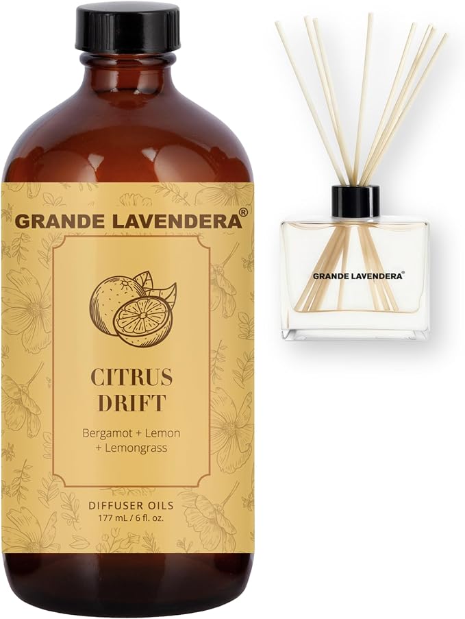 Grande Lavendera® Citrus Drift Fragrance Oil Blend, Luxury Hotel Inspired Aromatherapy Scent Diffuser Oil, Bolder Fragrance with Bergamot, Lemon & Lemongrass, USA Made, 6 fl oz / 177 mL