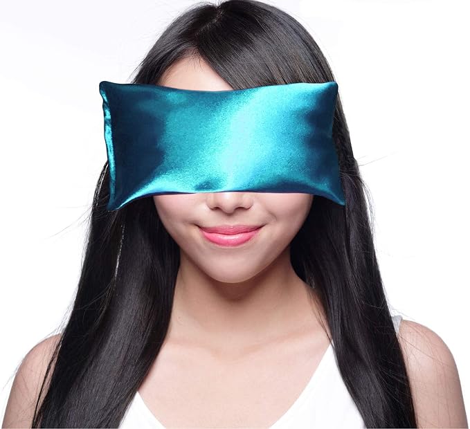 Lavender Eye Pillow - Hot Cold Weighted Eye Pillows for Relaxation, Sleep, Stress, Migraine Relief, Yoga - Aromatherapy Gifts for Women, Birthday, Teachers, Made in USA by Happy Wraps - Auqa