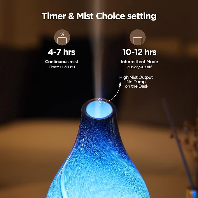INRORANS Star River Aromatherapy Diffuser - 160ml Ultrasonic Essential Oil Diffuser with 7-Color LED Night Light, Cool Mist Humidifier, Intermittent Mode & Auto Shut-Off for Home, Gift