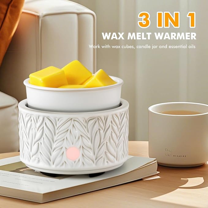 EQUSUPRO Wax Melt Warmer for Scented Wax Melts- Electric 4 in-1 Ceramic Candle Wax Warmer Burner Fragrance Wax Melter for Home Office Bedroom Living Room Decor & Gifts for Women
