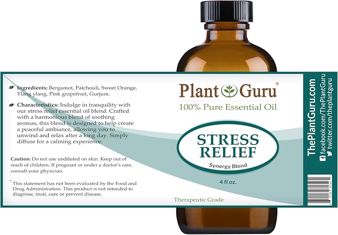 Stress Relief Blend Essential Oil 4 oz 100% Pure, Undiluted, Therapeutic Grade.