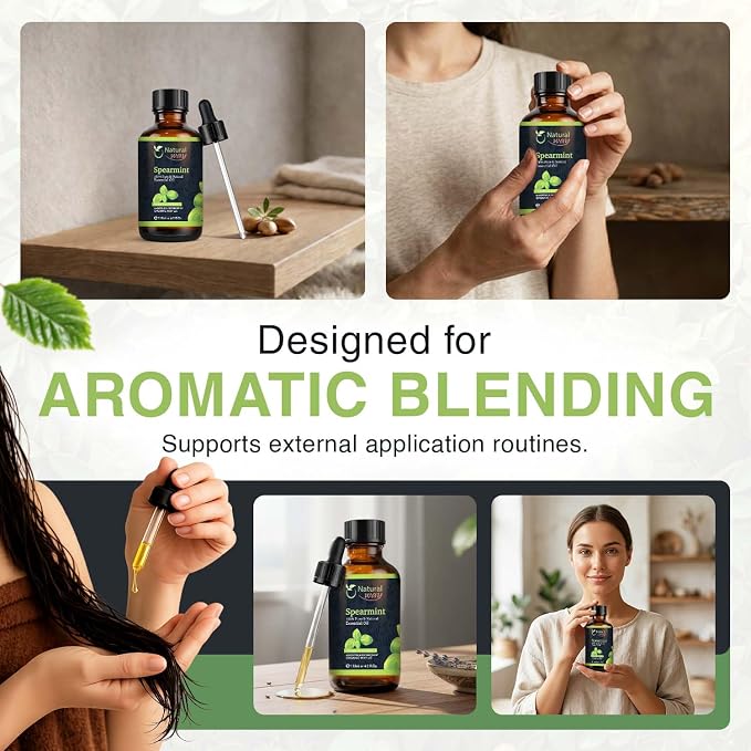 Spearmint Essential Oil for Diffusers | Natural Aroma Oil for Home Fragrance, Humidifier & DIY Candle Making, Long Lasting Scent for Office, Bedroom & Soothing Scent 4 Fl Oz (120 mL)