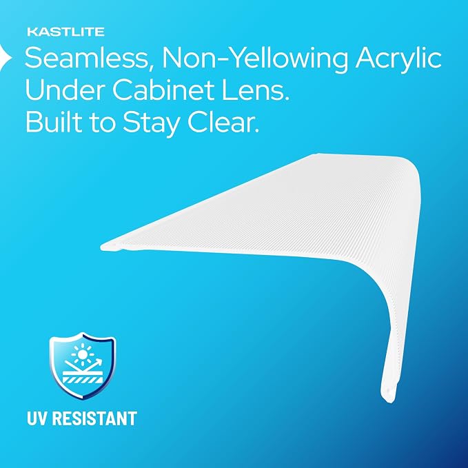 KASTLITE Curved Under Cabinet Light Cover Replacement | White Ribbed Acrylic Undercabinet Lens Diffuser | 24"L x 2-7/8"W x 1-3/8"H | Filters Under Counter Lights for Kitchen Bathroom Vanity | Shape F