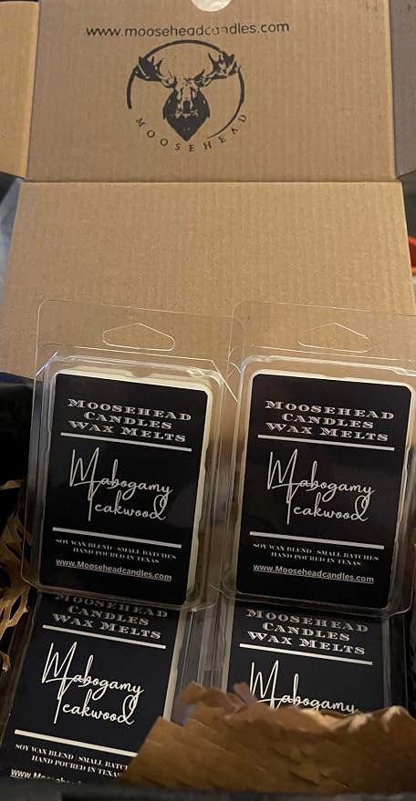 Mahogany and Teakwood Wax Melts 4 Pack Scented Wax Melts, Long-Lasting Soy Wax for Home and Office, Rich and Bold Masculine Fragrance, for Men and Fragrance Lovers