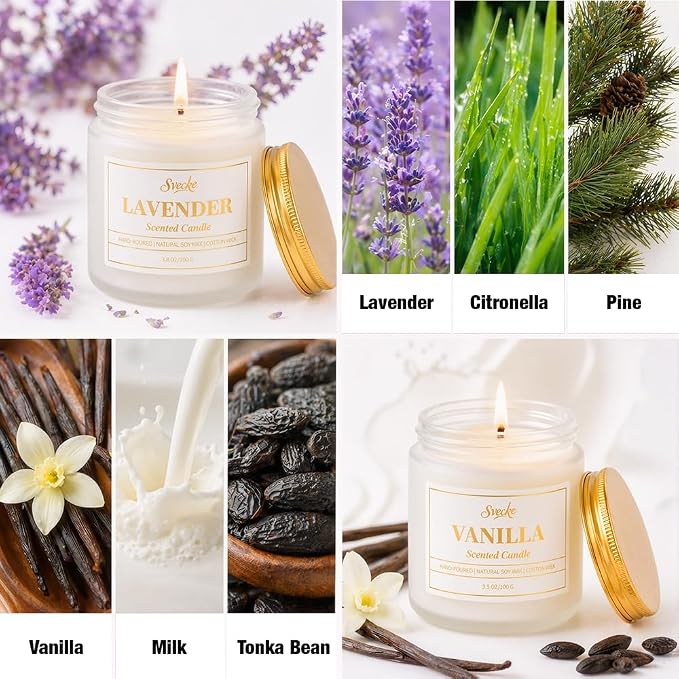4 Pack Scented Candles, 14 oz Soy Wax Candle Set for Home Bedroom, Long Lasting Aromatherapy Candles Gift for Women Men, Mother's Day Valentine's Day Gift