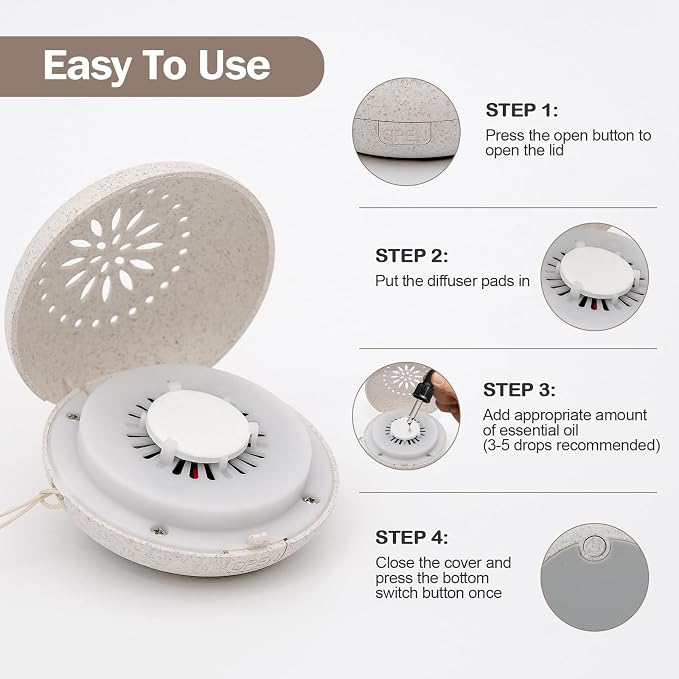 Travel Sized Portable Mini Diffuser for Essential Oils Multifunction Waterless No Sound Mini Aromatherapy Diffuser for Bedroom Office Baby Room Car Aromatherapy