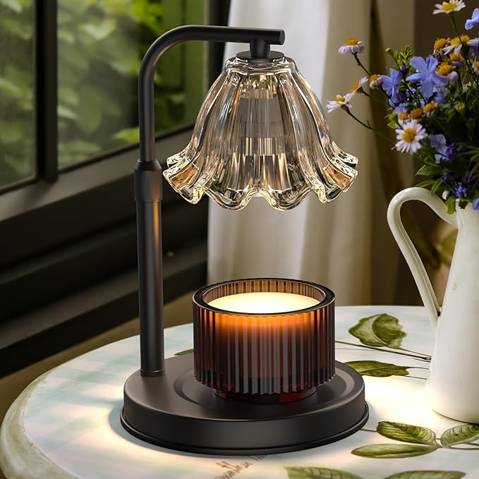 Candle Warmer Lamp with Timer, Dimmable Candle Warmer for Jar Candles, Adjustable Height Electric Wax Melt Warmer, Birthday Gifts for Women Mom Friend Sister, Housewarming Gifts New Home Decor