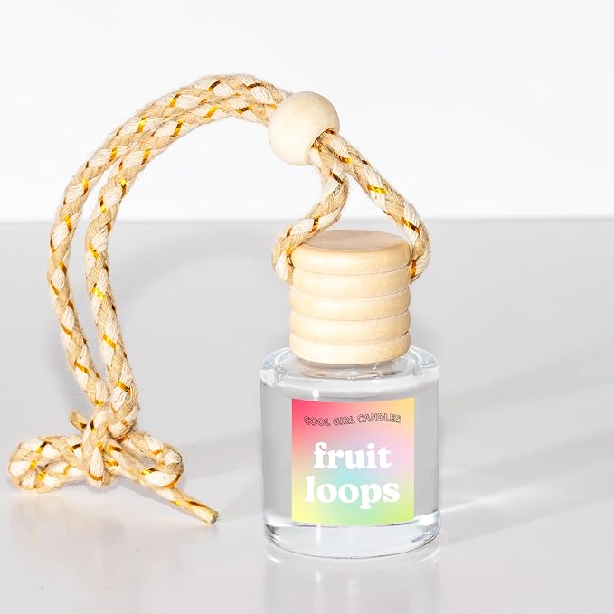 COOLGIRLCANDLES Fruit Loops Car Air Hanging Fragrance Oil Diffuser for Essential Oils, Long Lasting Car Diffuser Bottle