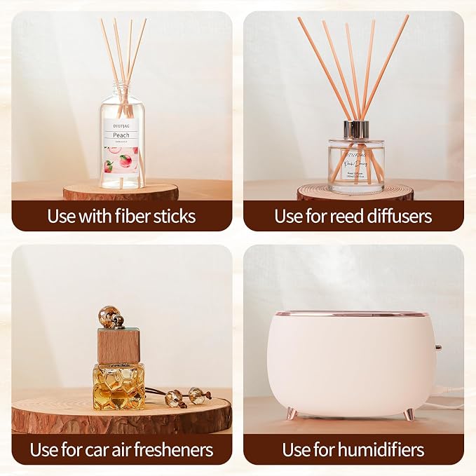 Peach Diffuser with 10 Fiber Sticks, 200ml (6.7 oz) Diffusers for Home Essentials Bathroom,Last up to 60 Days