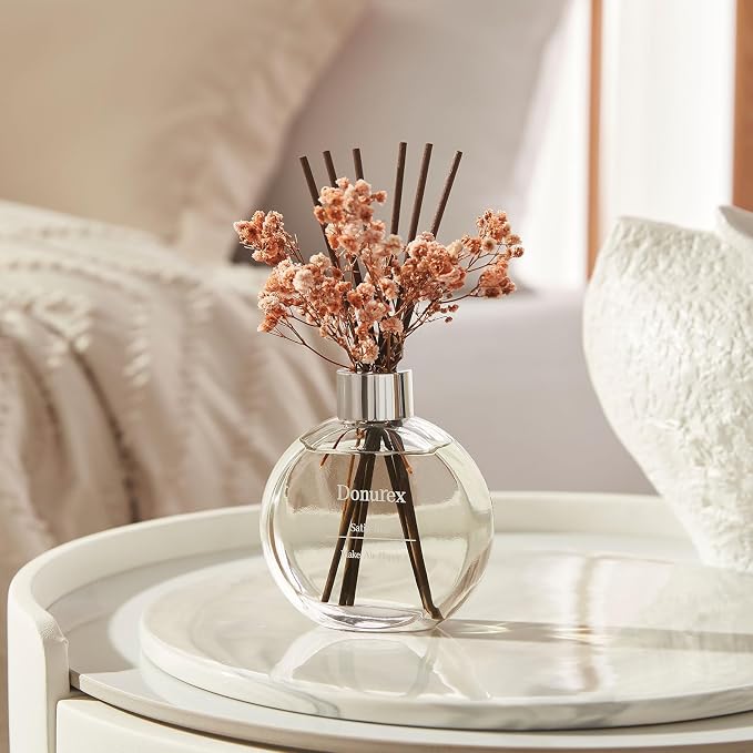 Flower Reed Diffuser Set 5.07oz Spring Bouquet Scent Diffuser with Sticks Home Fragrance Reed Diffuser for Bathroom Shelf Decor