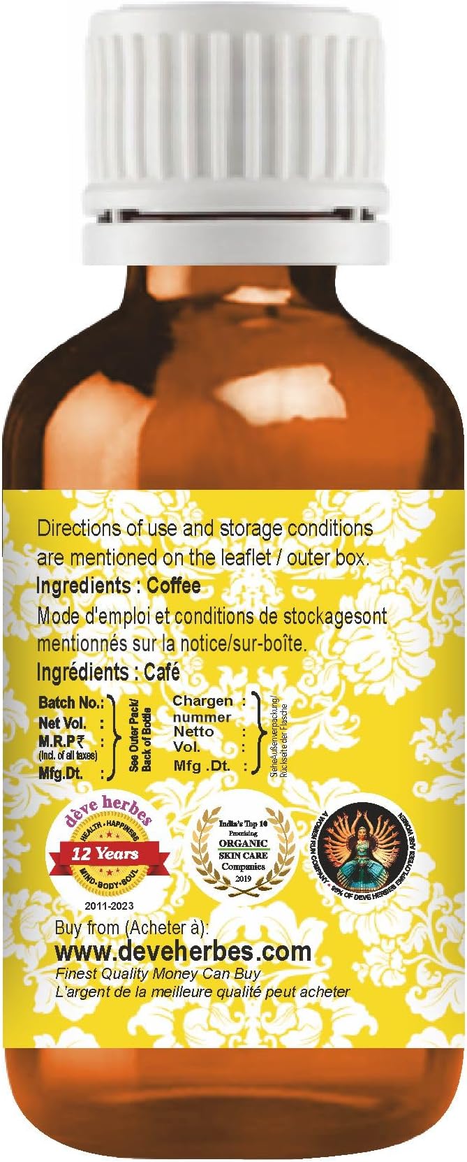 Deve Herbes Coffee Essential Oil (Coffea Arabica) Pure | Non-Sticky | Non-Greasy | Lightweight | Men & Women | All Skin Types | Steam Distilled 5ml