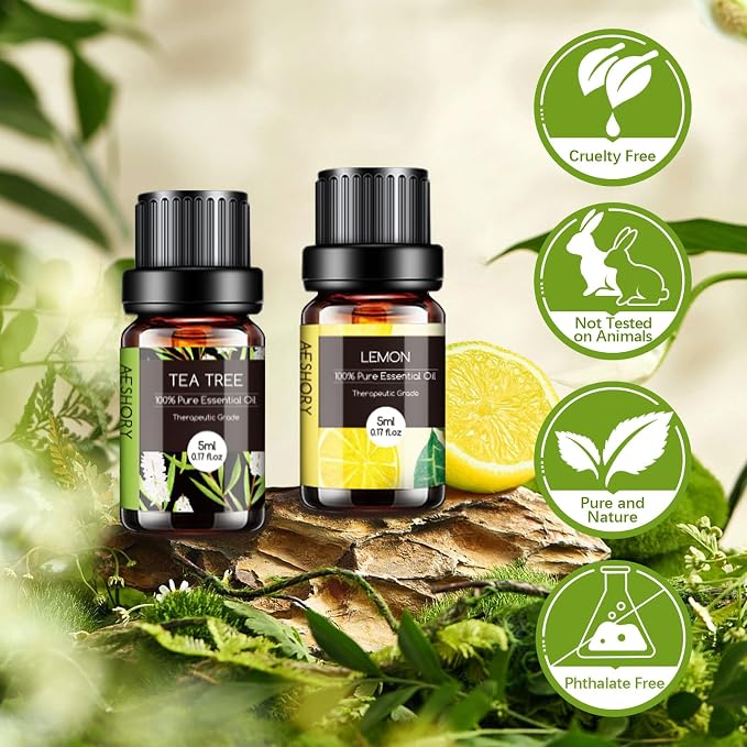 Essential Oils Set - 32x5ml Pure Aromatherapy Essential Oils Kit for Diffuser, Humidifier, Aromatherapy, Massage, Skin & Hair Care - Lavender, Tea Tree, Eucalyptus, Sandalwood, Peppermint, Rosemary
