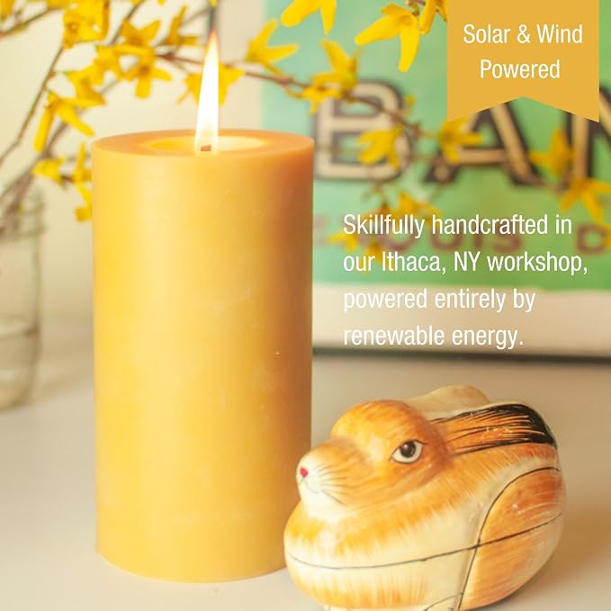 Sunbeam Candles 100% Pure Beeswax Pillar Candles | Long Burning All Natural Non-Toxic Beeswax Candles | Made in USA (Smooth, Natural Gold, 3"x6")