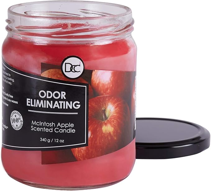 Mcintosh Apple Odor Eliminating Highly Fragranced Candle - Eliminates 95% of Pet, Smoke, Food, and Other Smells Quickly - Up to 80 Hour Burn time - 12 Ounce Premium Soy Blend